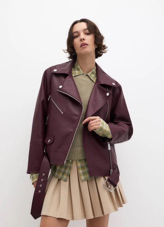 Veste biker bordeaux