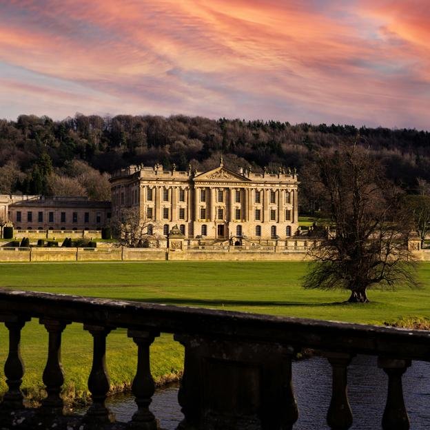 La maison Chatsworth qui a servi de manoir Pemberley dans lequel M. Darcy vivait en fierté et en préjugés.