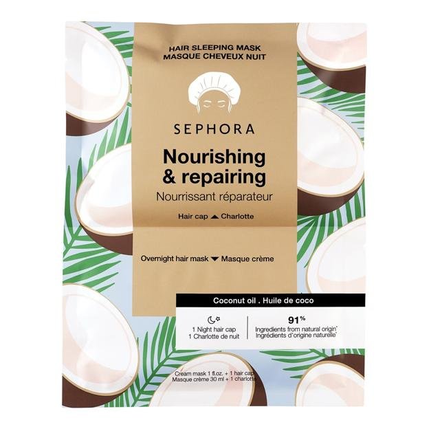 Masque capillaire de la collection Sephora la nuit (avec de l'huile de noix de coco).