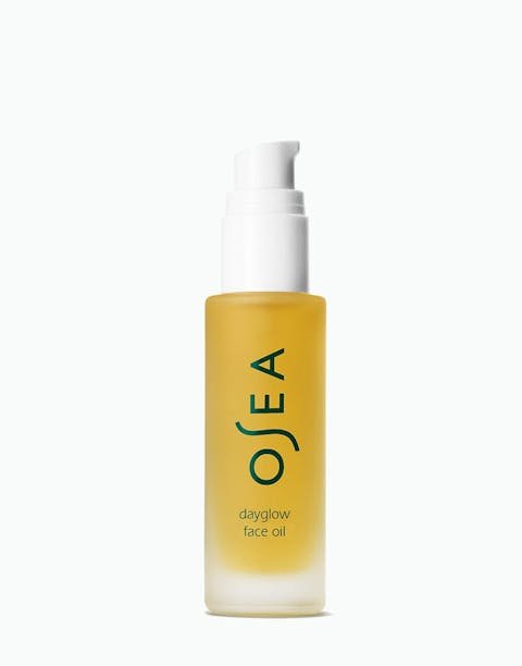 OSEA Dayglow Face Oil flacon pompe de 1 oz sur fond blanc pour l'affichage du commerce électronique