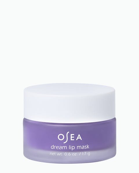 Pot de masque à lèvres OSEA Dream violet avec couvercle blanc, 0,6 oz / 17 g 